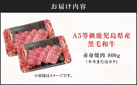 A5等級 鹿児島県産 黒毛和牛 赤身 焼肉 800g K002-051_08 肉 牛肉 冷凍