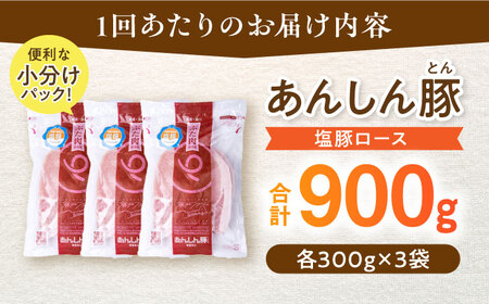 【3回定期便】《金賞受賞》 塩豚ロース 900g 豚肉 白川町 / 藤井ファーム[AWAF054]