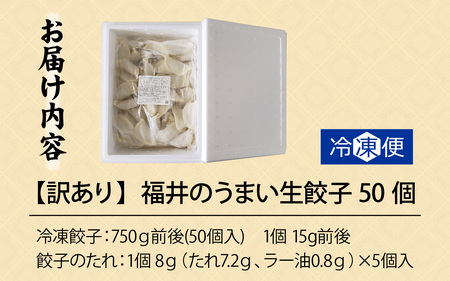 【訳あり】福井のうまい生餃子 50粒【冷凍】[A-195002]　ぎょうざ たれ付き もちもちおかず 冷凍 豚肉 国産 送料無料