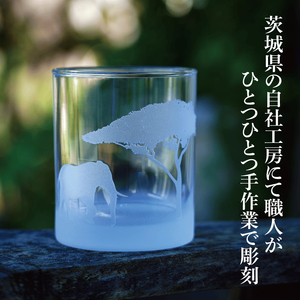 サバンナ風景のロックグラス Savannah Rock Grass ゾウ・ガゼル彫刻（HW-12）