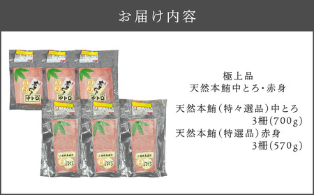極上品 天然 本鮪 中とろ 3柵 ・ 赤身 3柵 M007-008-02 冷凍 マグロ
