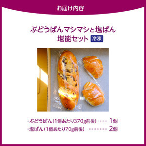 ぶどうぱんマシマシと塩ぱん　堪能セット _ ぶどうぱん 専門店 ぶどぱん 堪能 セット ぶどうぱん 1個 370g前後 塩ぱん × 2個 1個あたり70g前後 レーズン マシマシ しっとり もっちり 食パン生地 トースト 冷凍保存 朝食 昼食 ランチ お取り寄せ 福岡県 久留米市 送料無料  〔Cx243〕