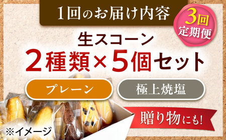 【全3回定期便】【卵不使用！】生スコーン プレーン・極上焼塩 2種10個セット[QBZ006]