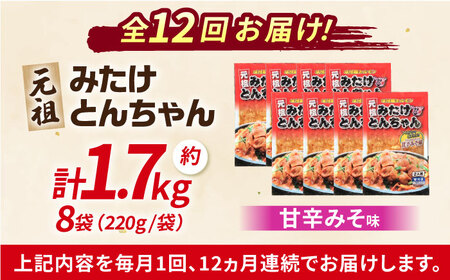 【12回定期便】「元祖みたけとんちゃん」甘辛みそ味 8袋（16人前）[AVAA075]ホルモンモツ