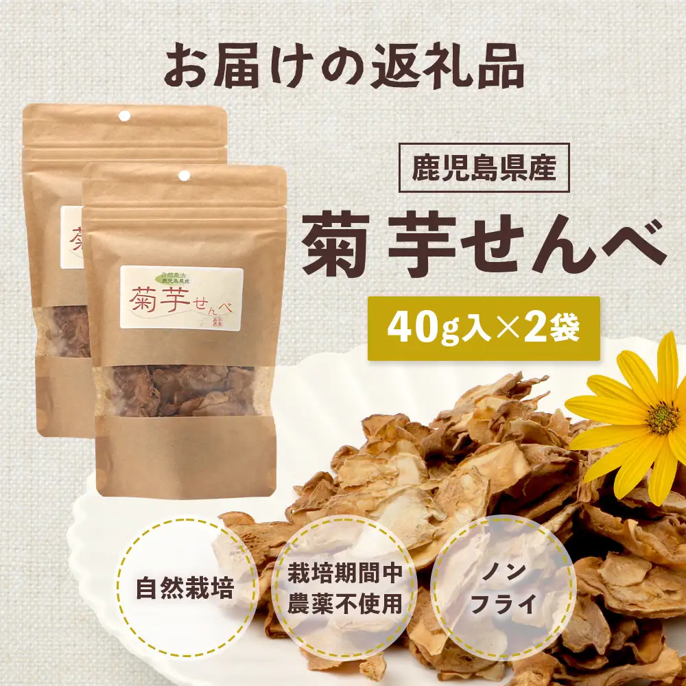 白色菊芋 菊芋せんべ （40g×2袋） SK-4｜ せんべい お菓子 菊芋 ノンフライ ノンオイル きくいも 焙煎 おつまみ グルメ お取り寄せ 鹿児島県 南大隅町 島子農園