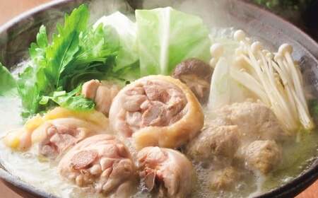 華味鳥 水炊きセット ＆ もつ鍋 （醤油味） セット （各3～4人前） ちゃんぽん麺付き 水炊き 水たき モツ鍋 鍋 鶏肉 ハラミ 牛肉 牛もつ 小腸 つくね お肉 肉 九州 福岡県 うきは市 冷凍
