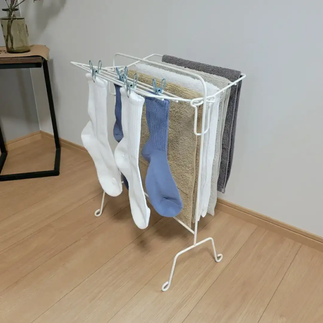 タオルスタンド ホワイト 折り畳み 折りたたみ スリム コンパクト 新生活 一人暮らし 【014S146】