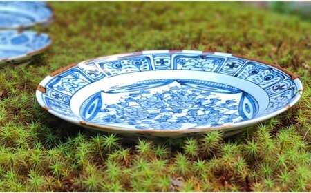 有田焼 渕錆藍華牡丹縁文様図 21cm 皿 ～華一園シリーズ～【西山錦華堂】食器 器 うつわ 皿 プレート 牡丹 手描き 50000円 5万円 A50-295