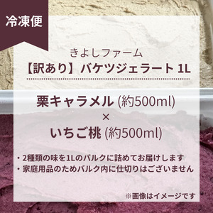【訳あり】特製バケツジェラート1L【栗キャラメル×いちご桃】 ジェラート