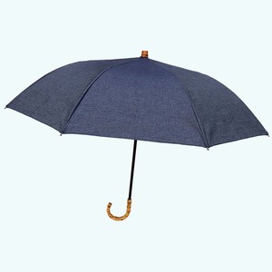 レディース 晴雨兼用傘 折りたたみ傘 571601 綿デニム 無地 手開き UV防止 日本製 ／ まちづくり観光振興機構 おしゃれ カジュアル 綿100% シンプル 畳みやすい 国産 奈良県 田原本町
