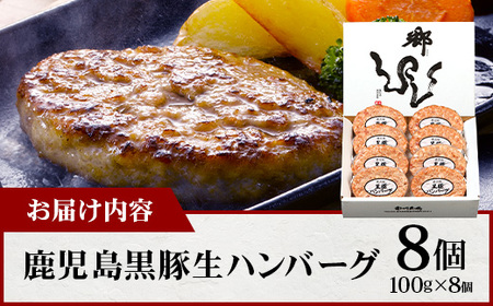 鹿児島県産 黒豚生ハンバーグセット（8個入）冷凍 NS-12 ❘ 肉 お肉 豚肉 豚 にく ぶた かごしま黒豚 焼くだけ おかず お弁当 ジューシー 小分け ギフト おかず お弁当 国産 鹿児島県 南大隅町 南州農場