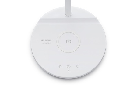 LEDデスクライトQi充電シリーズ 平置きタイプ 調光・調色 LDL-QFDL-W ホワイト デスクライト LED 調光 調色 ワイヤレス充電 おしゃれ アイリスオーヤマ コンパクト 折りたたみ式 Qi充電 勉強 テレワーク
