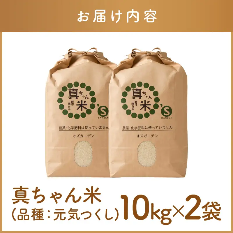 【令和7年産】農薬・化学肥料不使用 真ちゃん米 20kg【G2-007】