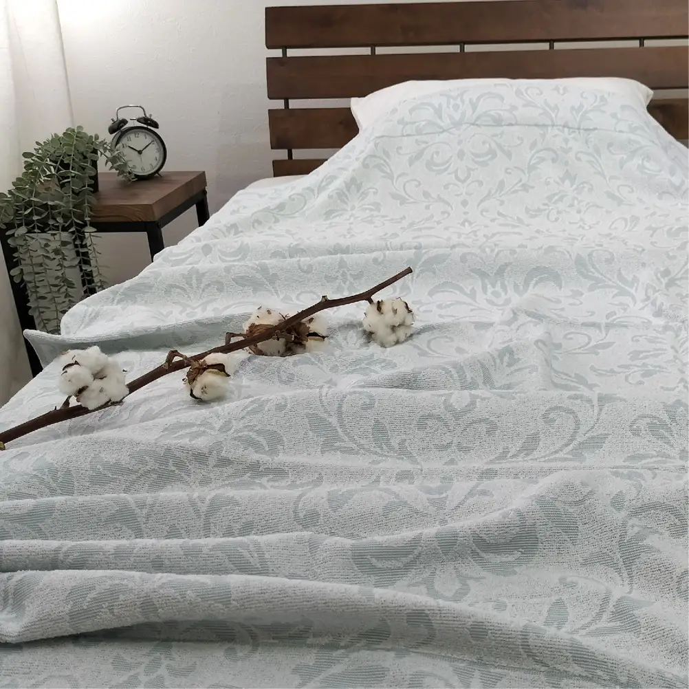 『軽やか』で洗濯しやすい綿100%タオルケット シングルサイズ（140×190cm）×ブルー１枚 5164-BL