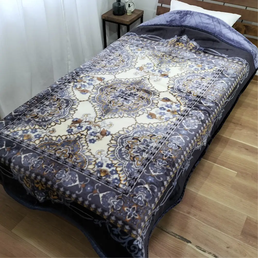 【シングルサイズ】贅沢カシミヤウール混わた入り嵩高毛布 ブルー1枚 CAK-162-BL