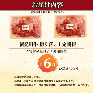 【6回定期便 】 牛肉 切り落とし 新発田牛 計1.5kg 切り落とし enomoto024