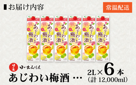 日の出みりん あじわい梅酒（南高梅100％）2L/6本　【 お酒 酸味 優しい甘み 梅酒 セット 】