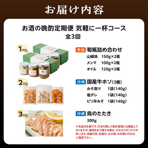 お酒の晩酌定期便 気軽に一杯コース【全3回】おつまみ  0001-T09