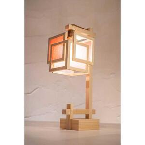 【照明／国産檜】スタンドライト/CombinationLamp『旬ミニ shun-mini』 白×緋　A550-C