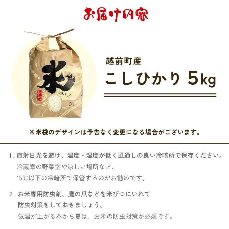 【令和7年産】お米 こしひかり 5kg（精米） 福井県産【人気品種】 [e47-a007]