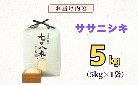 米 【5kg】 令和7年産 ササニシキ 長野県産 【七〇八米】7-83