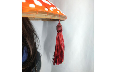 蓄光BENITENGASA・プレミアム 赤 ベニテン笠 光る ベニテングタケ タッセル 竹笠 大阪府高槻市/サンドセルショップ[AOBO025]