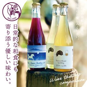 スパークリングワイン「泡3種セット」｜ワイン スパークリングワイン ボトルワイン 酒 お酒 酒類 ボトル ぶどう ブルーベリー ロゼ セット ワインセット 茨城県 行方市(GQ-6)
