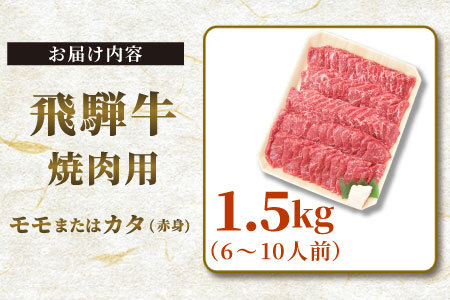  贅沢！ 飛騨牛 モモまたはカタ 焼肉用 1.5kg 6～10人前 牛肉 和牛 肉 焼肉 BBQ 霜降り カルビ 赤身 モモ カタ 東白川村 岐阜 養老ミート