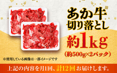 全12回定期便 あか牛 切り落とし 約1kg 切り落とし BHCY008