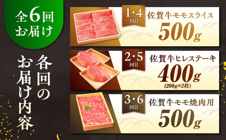 【全6回定期便】佐賀牛 赤身定期便 2?3人前 計2.8kg（ヒレステーキ・モモスライス・モモ焼肉）吉野ヶ里町/やま田商店[FCH030]