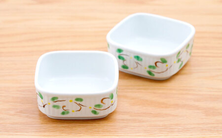 【波佐見焼】角パック 唐草 グリーン 2個セット【団陶器】[PB215]