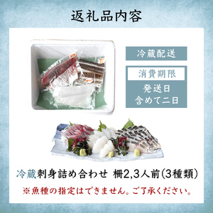 【冷蔵】氷見の海鮮 お刺身詰め合わせ 3種（サク）2,3人前　刺身