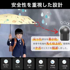 [一木良品] 子供用折りたたみ傘 晴雨兼用 (柄：楽しい動物ワールド) KD42_0243-003-T07-2