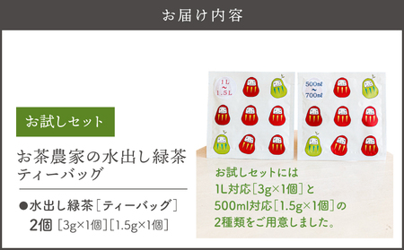 お茶 農家 の 水出し 緑茶 ティーバッグ（ お試しセット ） KN166-003 茶