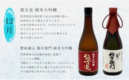 《年4回 さがん酒 定期便 》大賞受賞 宮の松 金賞受賞 能古見 多久 権右衛門 720ml×2本×4回 定期便 【佐嘉蔵屋】 飲み比べ 日本酒 宮の松 能古見 権右衛門 720ml 2本 S110-5