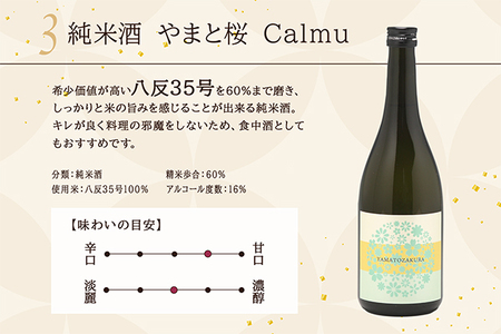 やまと桜 純米酒 720ml×3本セット 辛口 / Calmu / 八反錦 日本酒 地酒 老舗酒蔵 山形 庄内町
