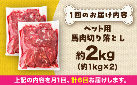 【全6回定期便】国内加工 ペット用 馬肉 切り落とし 約2kg ペット用 BHCY059