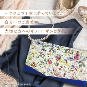 myフクサ(袱紗)　リバティWild Flowersグレー×ブルー×グリーン