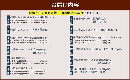 【発送月固定定期便】「小田牛」定期便～宴～全12回【配送不可地域：離島】【4082156】