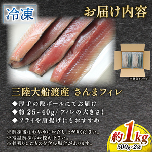 さんま 刺身 1kg 冷凍 大船渡 ＼ さんま ／