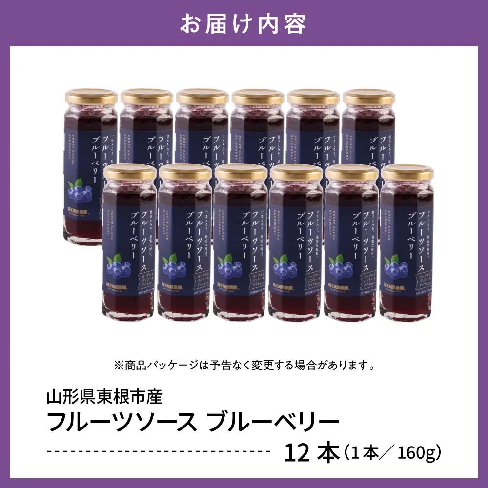 フルーツソース 160g ブルーベリー (12本) フルーツソース