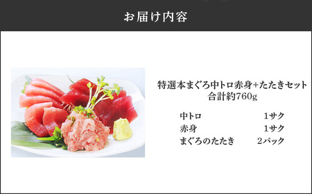 特選 本まぐろ 中トロ 赤身 ＋ たたき セット M006-013 冷凍 マグロ