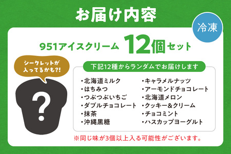 【福袋】951アイスクリーム　12個セット｜スイーツ 北海道 札幌市
