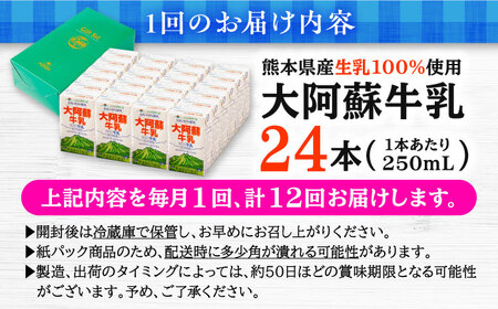 【全12回定期便】 大阿蘇牛乳 250ml (24本入り) 牛乳[AYCB152]