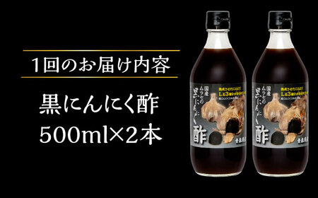 【6回定期便】 国産ムラセの黒にんにく酢 500ml×2本 瑞浪市 / 国産ムラセの熟成黒にんにく 黒にんにく 酢 青森県産 ニンニク[AZCO023]