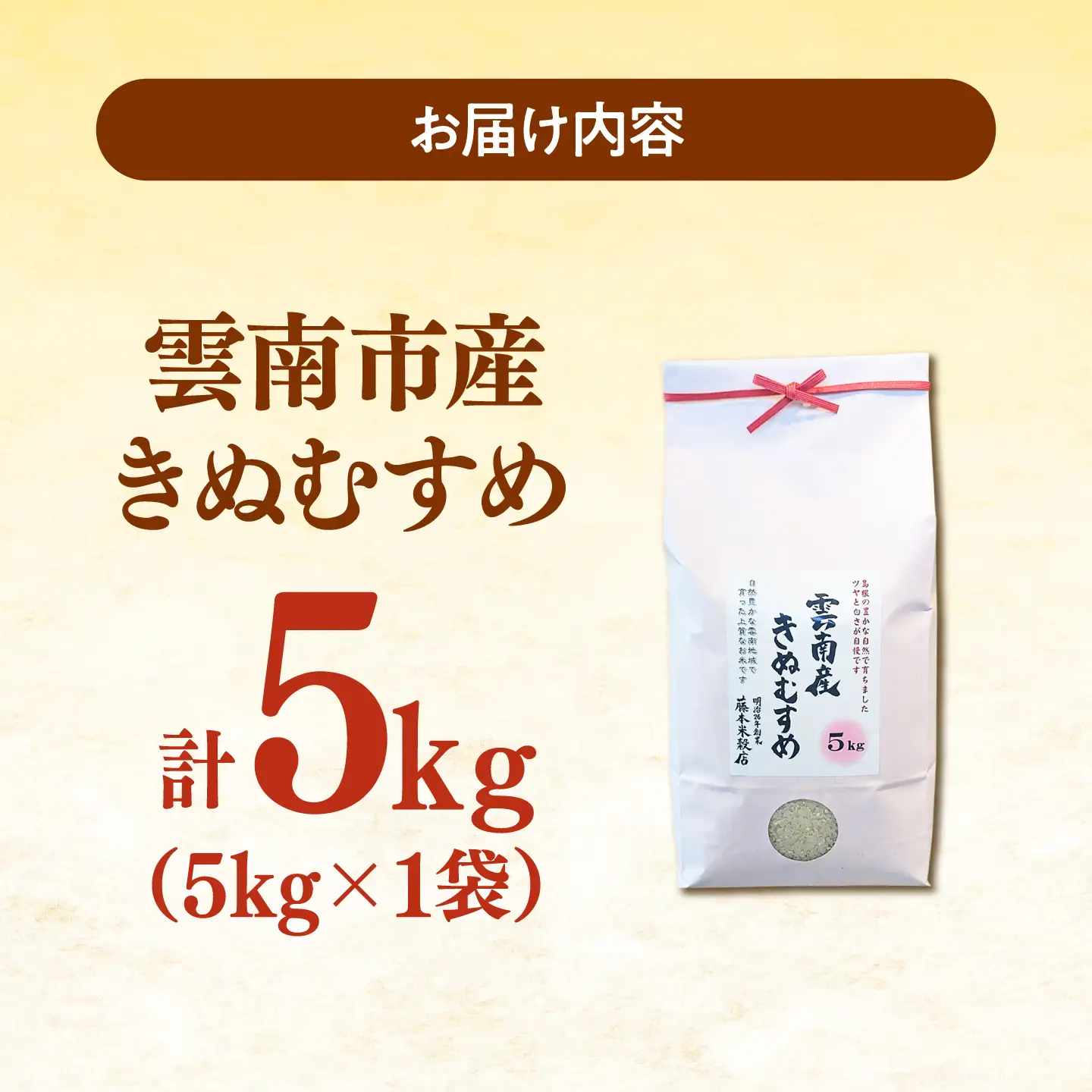 米 雲南市産きぬむすめ 5kg  [AIDB099] 