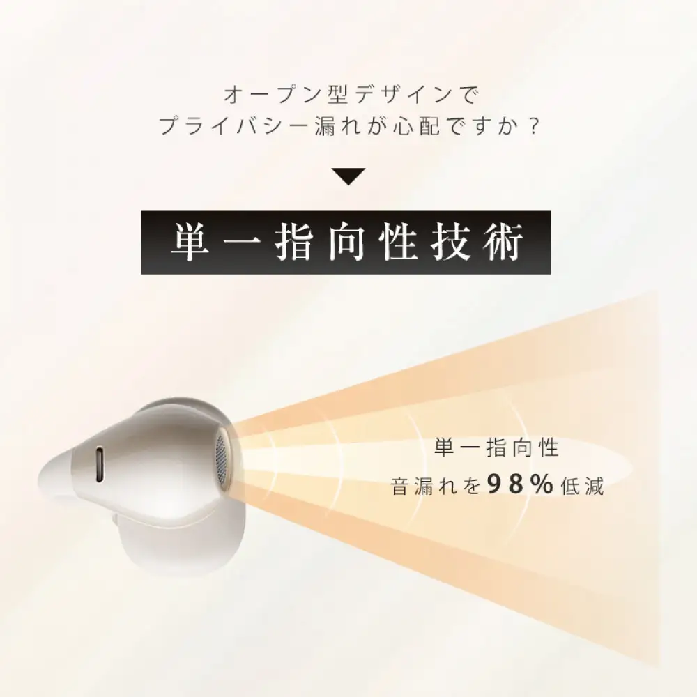 【2025年モデル】 空気伝導イヤホン Bluetooth5.4 TWS ＜ベージュ＞ワイヤレスイヤホン イヤーカフ型 挟み込み 耳を塞がない ENC ノイズキャンセリング 単一指向性 自動ペアリング HiFi高音質 充電ケース付き 安定装着 防水防滴 軽量設計 日本語取扱説明書 【PL保険加入済み製品・安心】