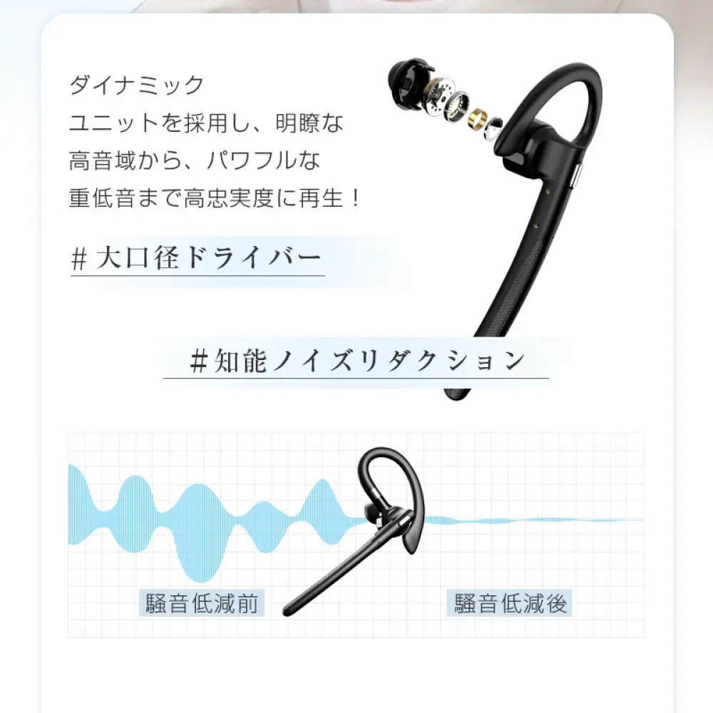 ワイヤレスイヤホン Bluetooth 5.4 【2025年最新型】 耳掛け式 安定装着 片耳タイプ 左右耳兼用 回転 開放感 周囲の音が聞こえる ハンズフリー通話 ENC ノイズリダクション 高音質 Bluetoothアダプター付き 瞬間接続 長時間持続 コンパクト 生活防水 iOS/Android/Windows対応
