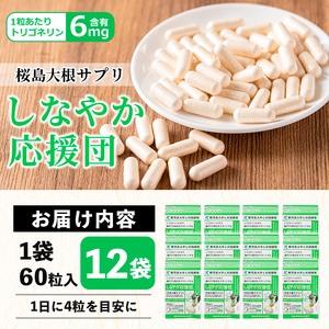 桜島大根サプリ「しなやか応援団」(60粒入×12袋・計720粒) サプリメント 大根 健康食品【日本有機】D51