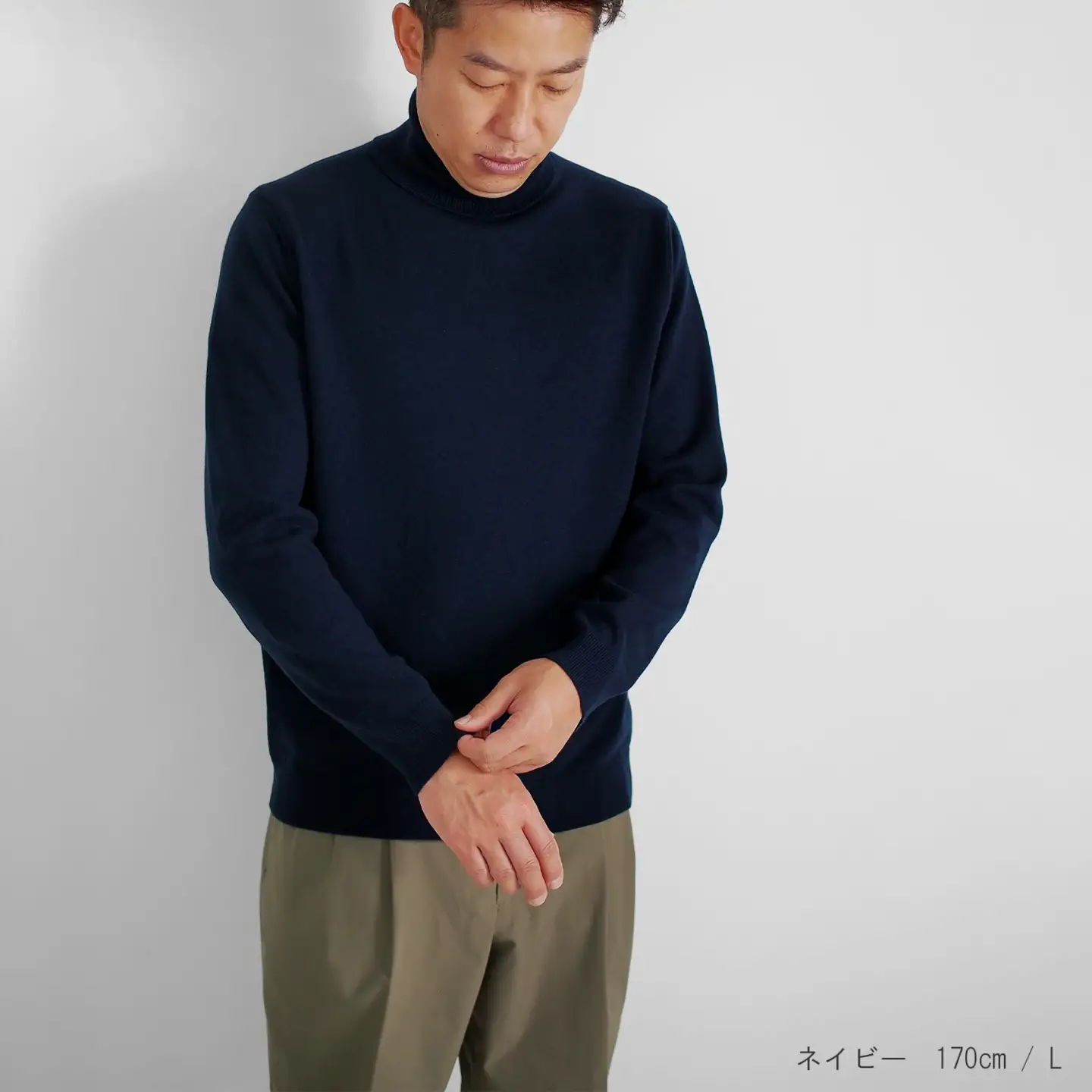 カシミヤニット タートルネック セーター ( ブラック・L ) メンズ